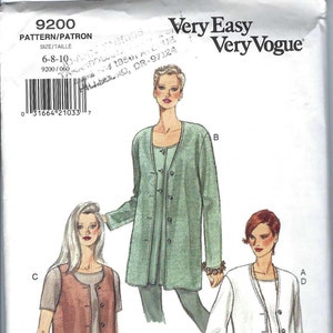 Misses Cardigan Vest & Top Sewing Pattern Vogue 9200 Sizes: - Etsy