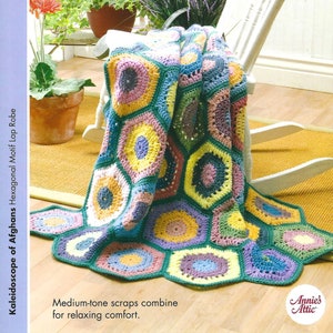 Hexagonal Motif Lap Robe Crochet Pattern/Annie&#39;s Scrap Crochet