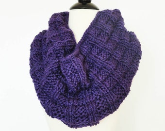 Knit Bulky Infinity Scarf in Rich Violet/ Womens Accessories/Gifts For Her