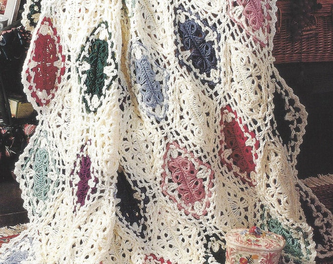 Crochet Broomstick Lace Country Afghan Pattern, Home Decor, Bedspread
