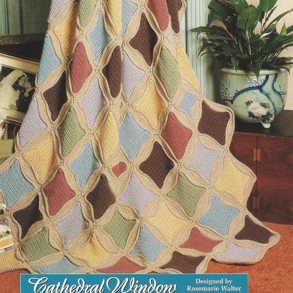 Cathedral Window Crochet Afghan Pattern/The Needlecraft Shop