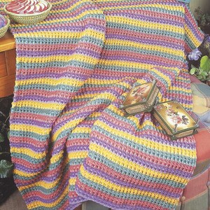 Two Tone Stripes Crochet Afghan Pattern/Annie's Crochet Quilt & Afghan Pattern Club