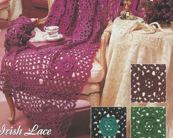 Irish Lace Crochet Afghan Pattern The Needlecraft Shop