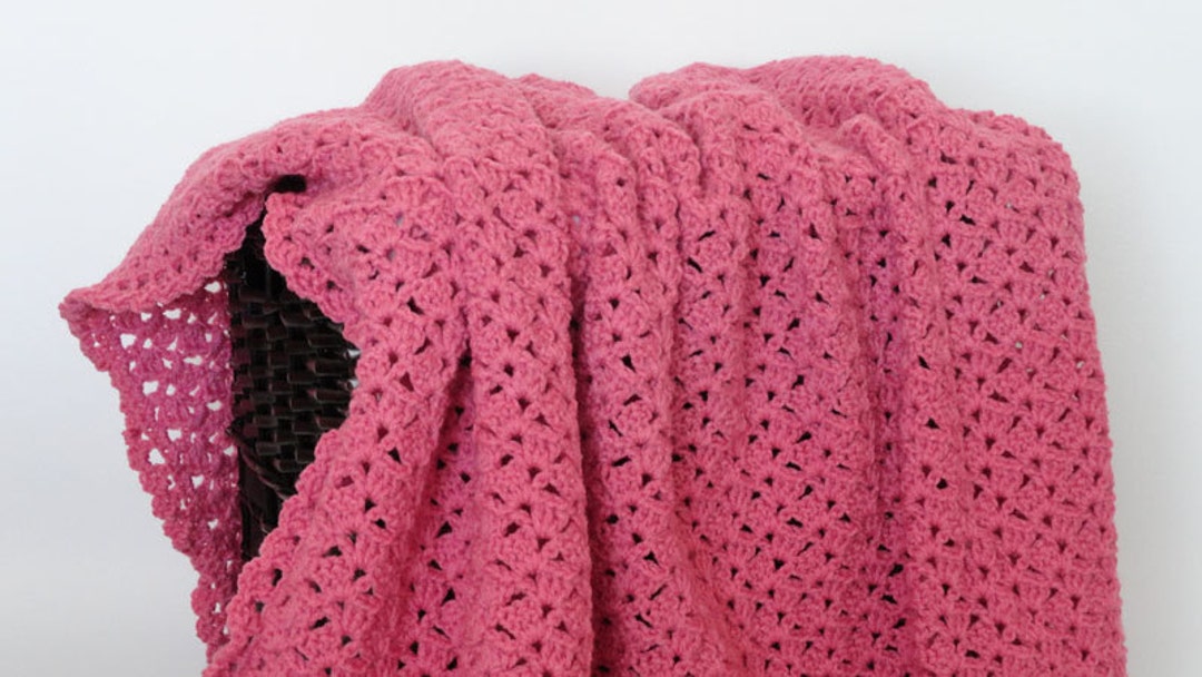 Crochet Afghan Blanket in Raspberry Pink/home Decor/sofa Throw/wedding ...