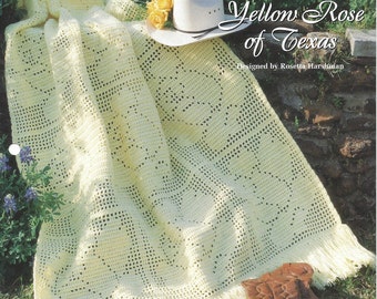 Yellow Rose Of Texas Crochet Afghan Pattern/The Needlecraft Shop