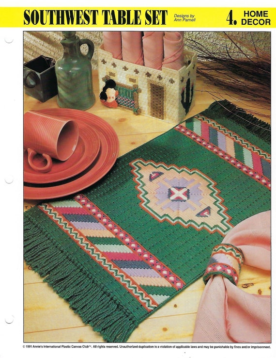 Southwest Table Set Plastic Canvas Pattern Place Mat Napkin | Etsy