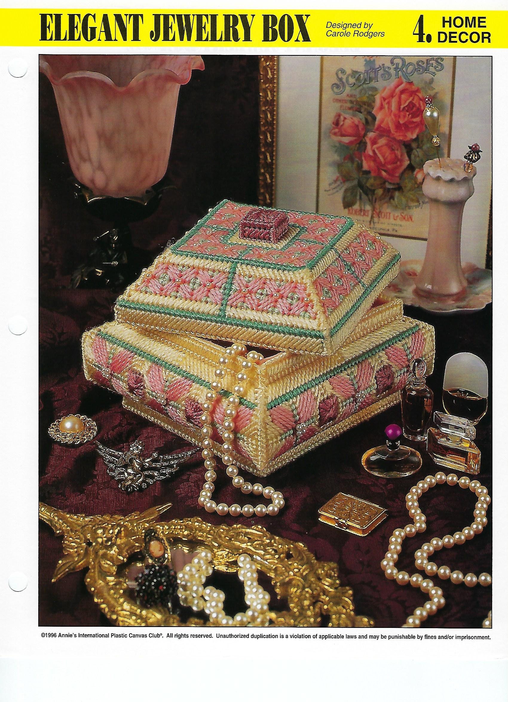 Elegant Jewelry Box Plastic Canvas Pattern Bedroom Decor Etsy