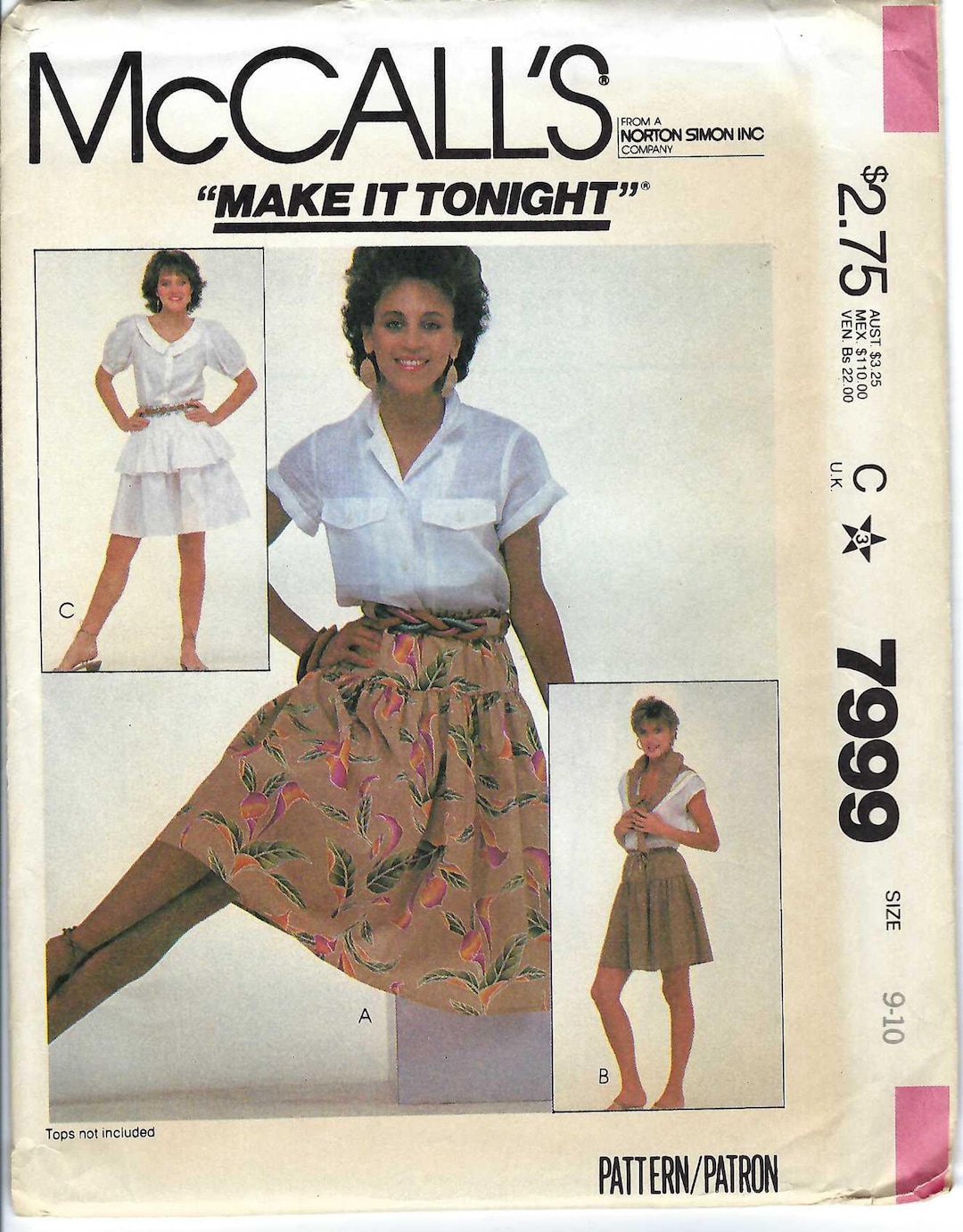 Mccall's 7999 Sewing Pattern/young Juniors Skirt Size 9-10/uncut ...