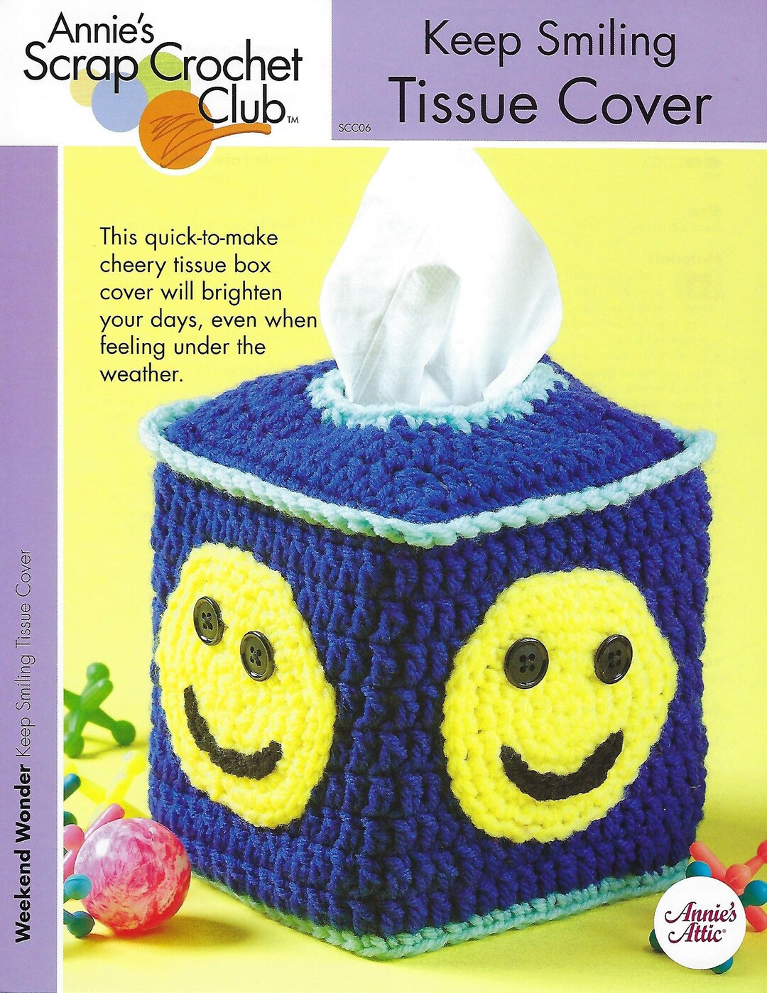 Keep Smiling Tissue Cover Crochet Pattern/annie's Scrap Crochet Etsy
