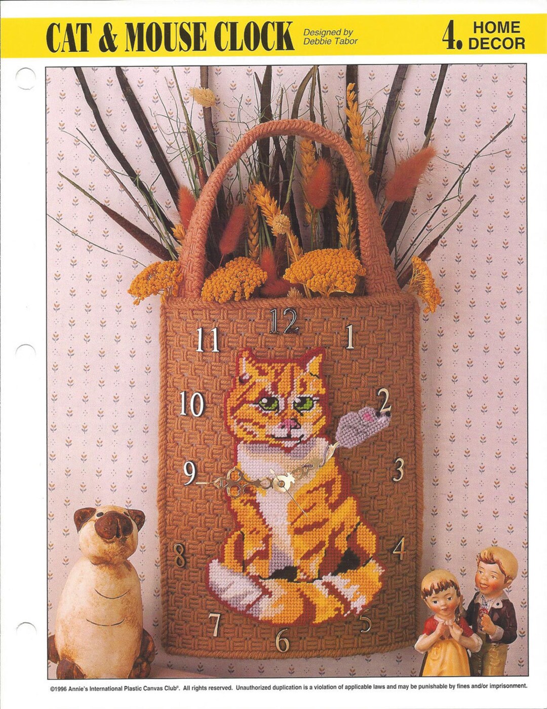 Cat & Mouse Clock Plastic Canvas Pattern/annie's International Plastic ...