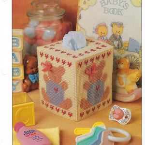 Baby Bear Tissue Box Plastic Canvas Pattern, Nursery Decor, Baby Shower Gift, Annie&#39;s