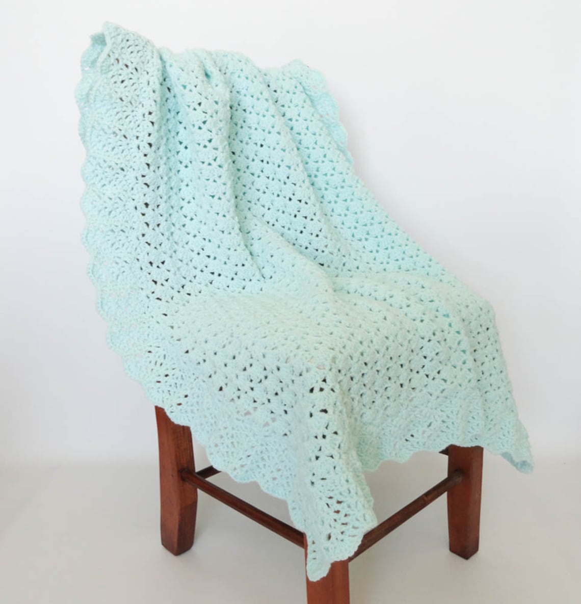 Mint Green Crocheted Baby Blanket Crib Bedding Afghan Baby Etsy