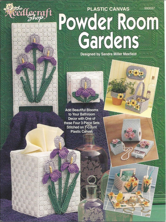 Plastic Canvas Pattern Book Powder Room Gardens Tissue Box