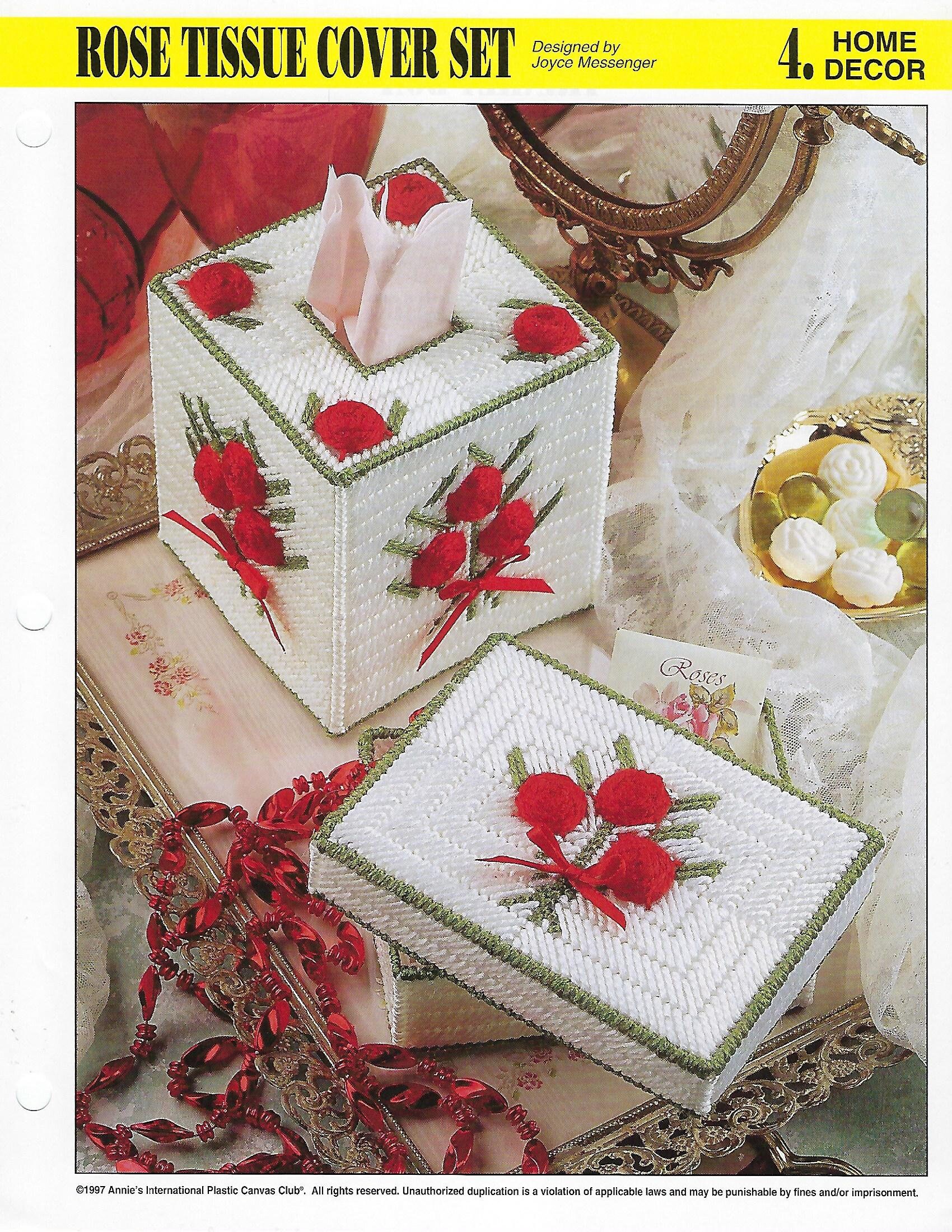 Rose Tissue Cover Set Plastic Canvas Pattern Annie's International