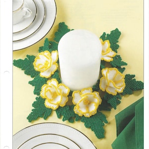 Plastic Canvas Pattern Floral Candle Ring, Table Decor, Home Decor, Kitchen Decor, Centerpiece, Annie&#39;s International