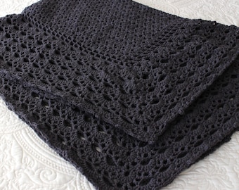 Handmade Crochet Afghan Blanket Sofa Throw - Charcoal Gray