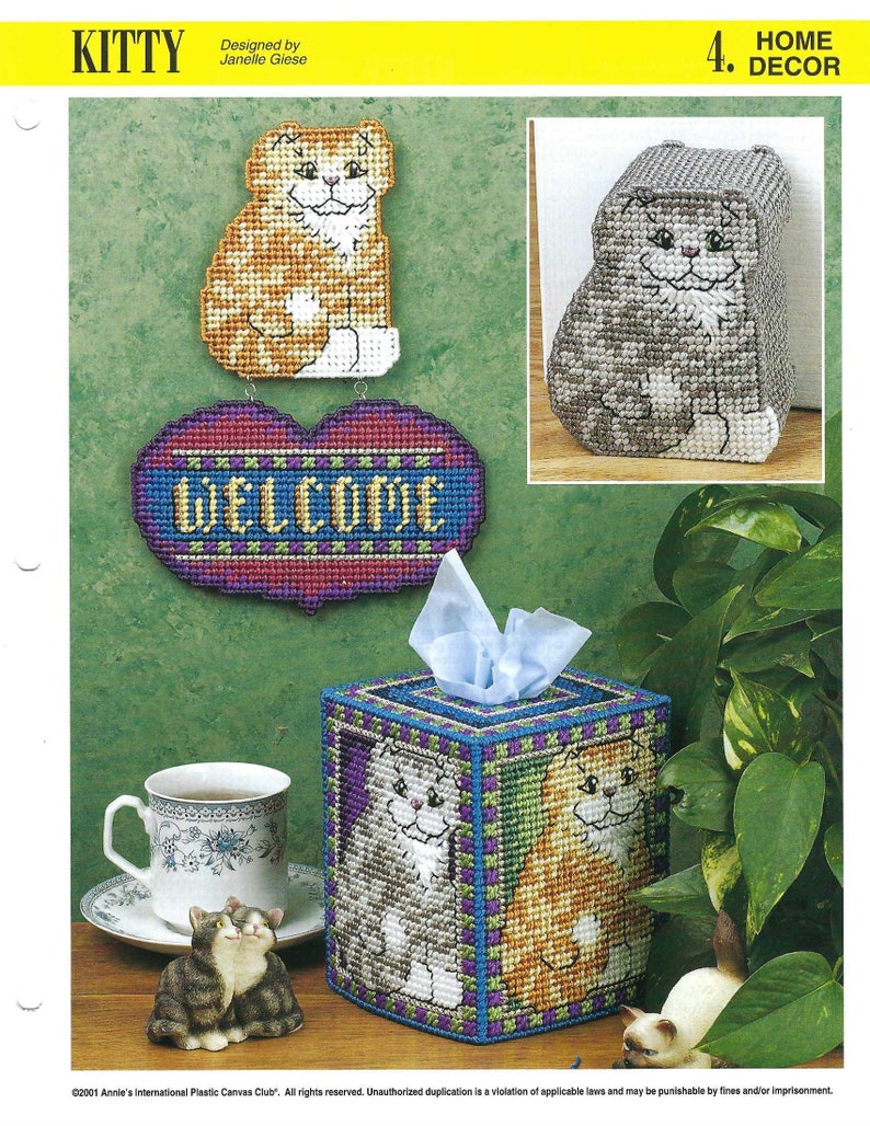 Kitty Plastic Canvas Pattern Annie's International Cat Etsy
