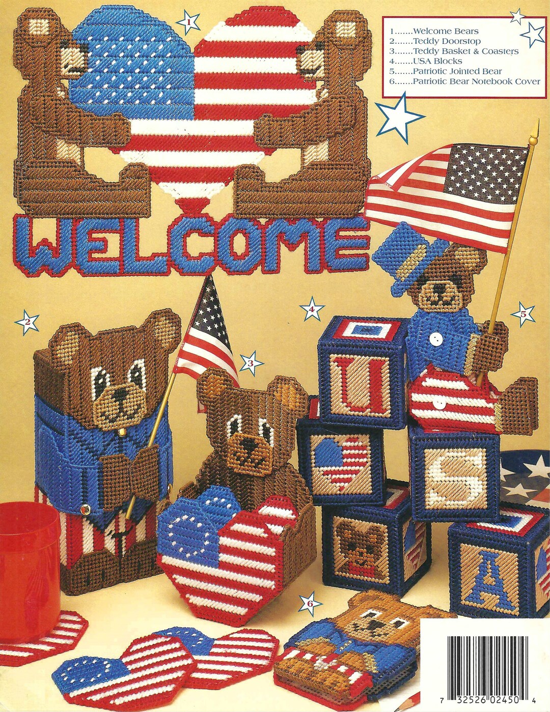 Patriotic Bears Plastic Canvas Pattern Book - Annie's Attic 87B45 - Etsy