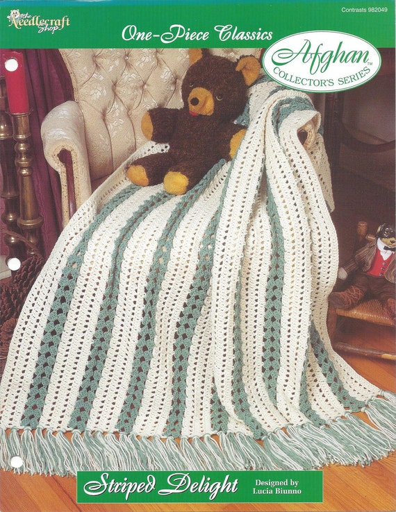 One-Piece Classics crochet pattern leaflet Garden Stripes Afghan