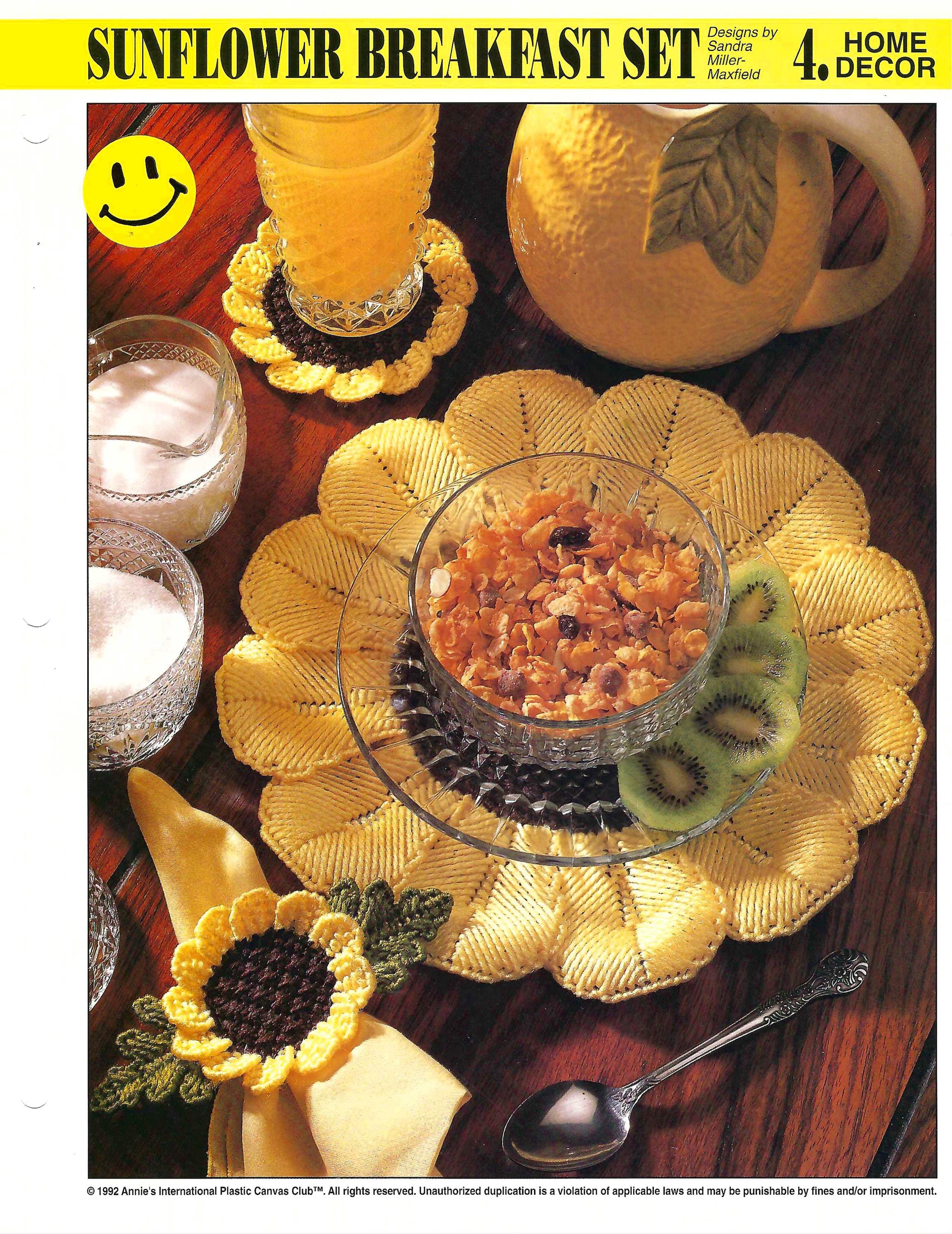 Sunflower Breakfast Set Plastic Canvas Pattern/annie's