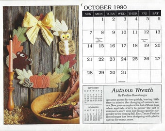 October Calendar 1990