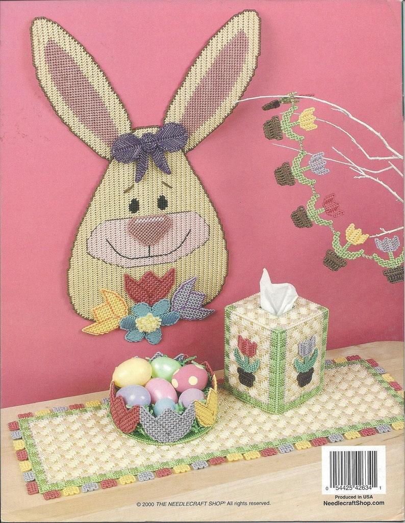 Table Mat Frame Mini Bag Garland Tissue Box Cover Plastic Canvas Pattern Easter Tulips Canndle Bunny Door Wall Hanging Bowl