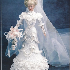 1996 Bride Doll Gown - Crochet Fashion Doll Pattern - Annies Calendar Bed Doll