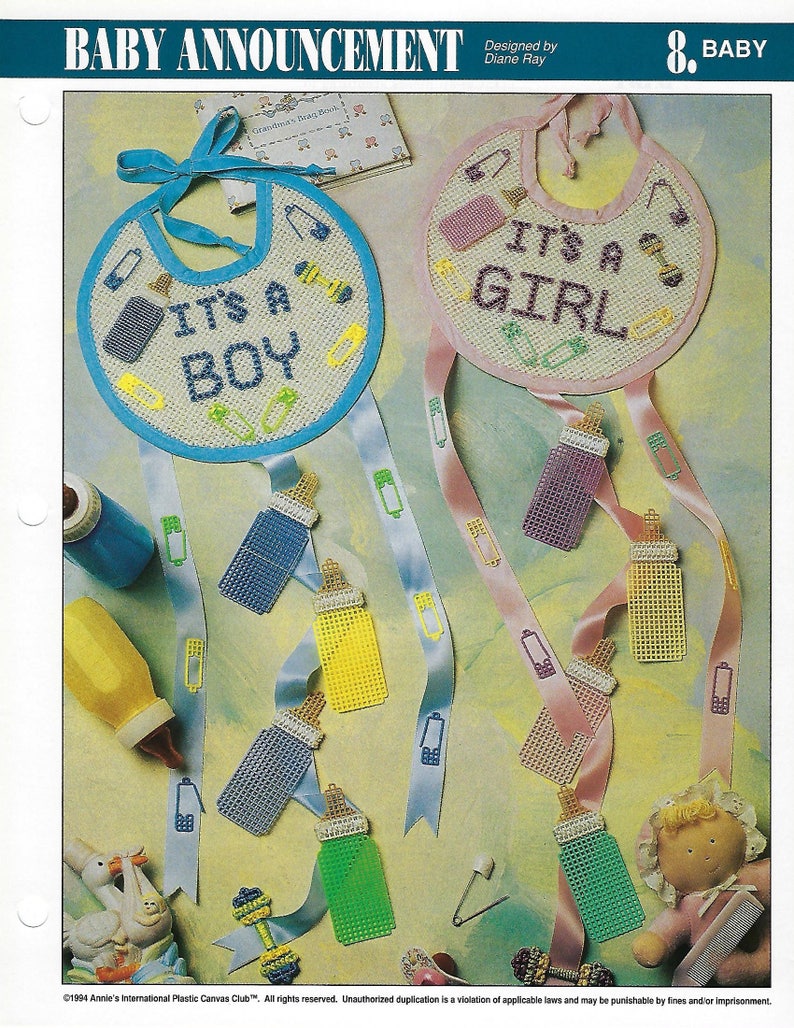 Baby Announcement Plastic Canvas Pattern Baby Bib Hanger Boy Etsy