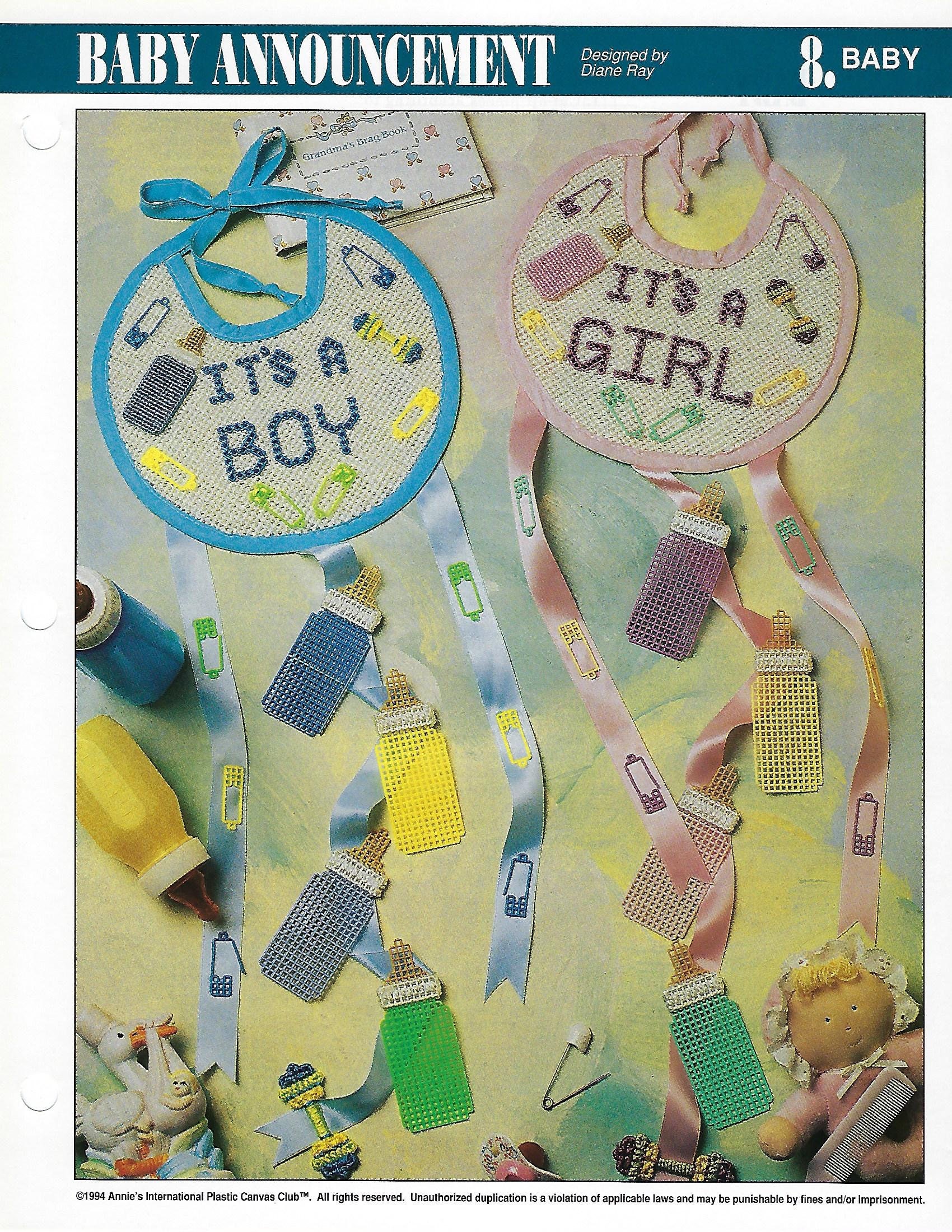 Baby Announcement Plastic Canvas Pattern Baby Bib Hanger Boy - Etsy Norway