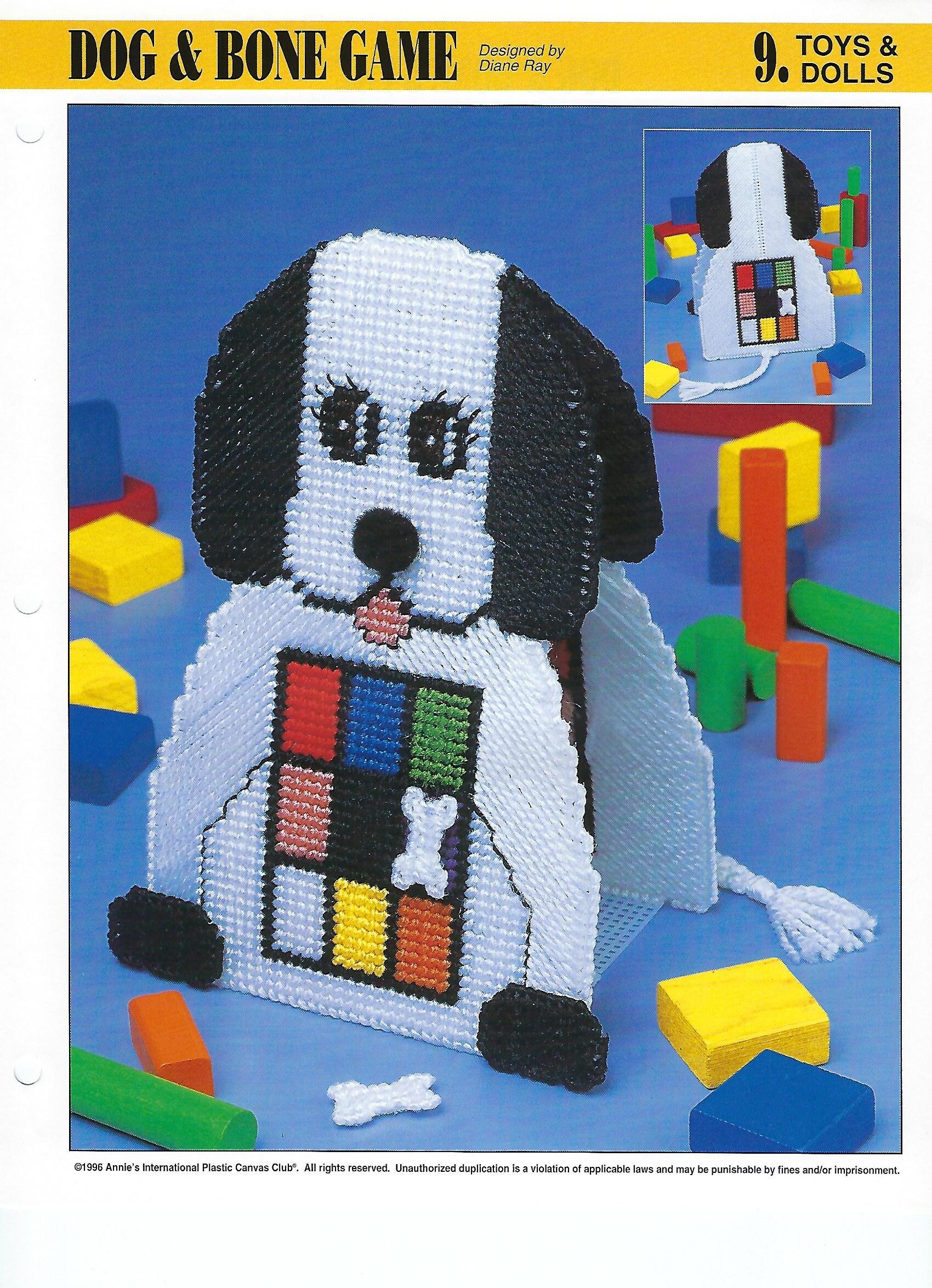 Dog & Bone Game Plastic Canvas Pattern Annie's International Club