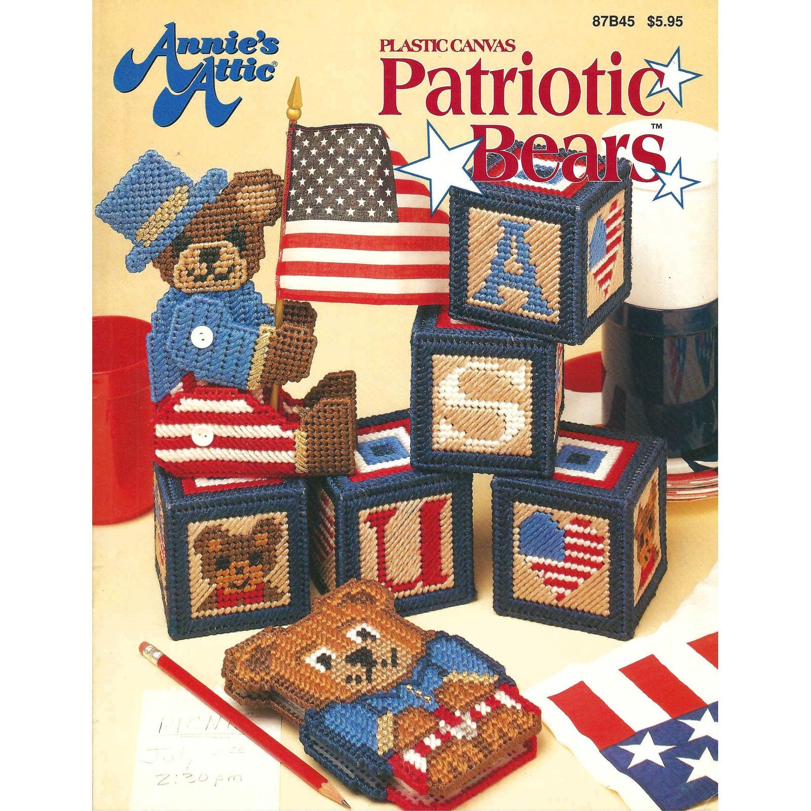 Patriotic Bears Plastic Canvas Pattern Book Annie's Attic 87B45 - Etsy