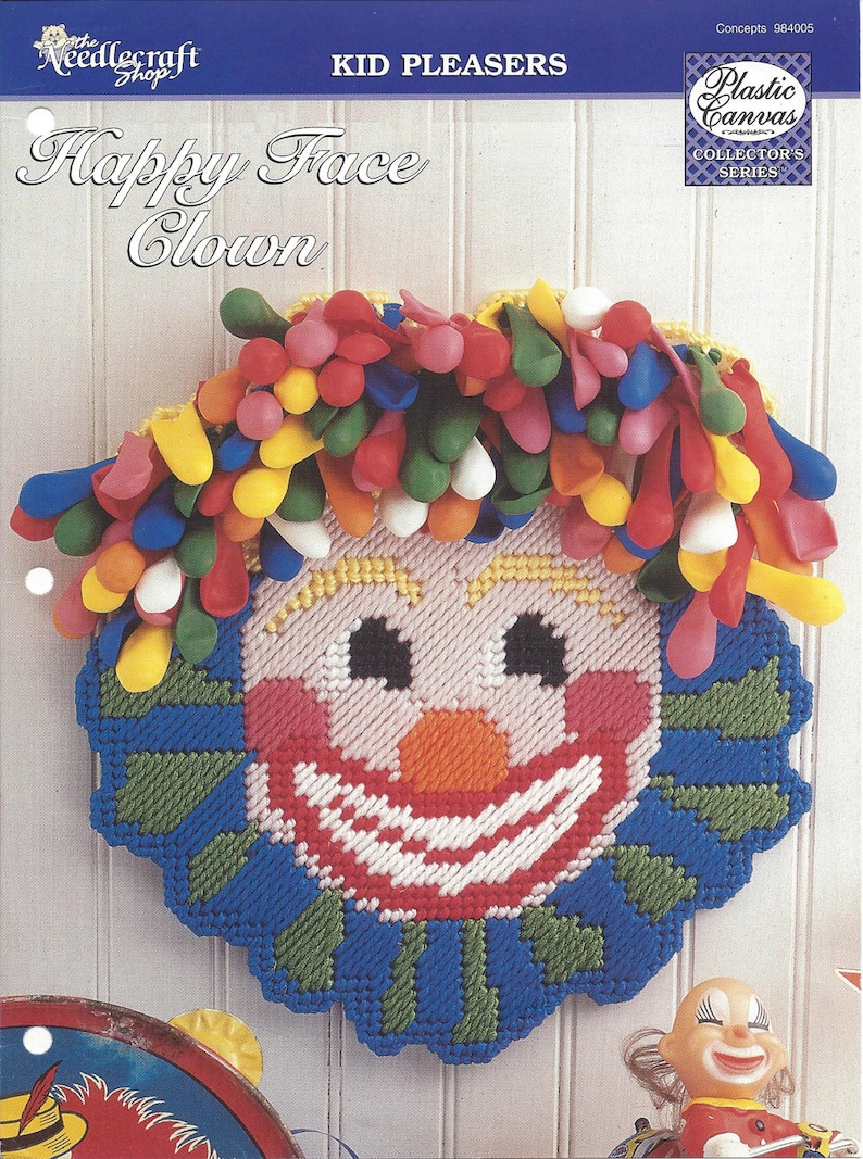 Birthday Babys Room Kids Room Plastic Canvas Pattern Happy Face Clown Home Decor Wall Decor Wall Hanging