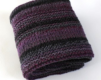 Knit Handmade Throw Blanket Marble Design in Shades of Purple & Gray