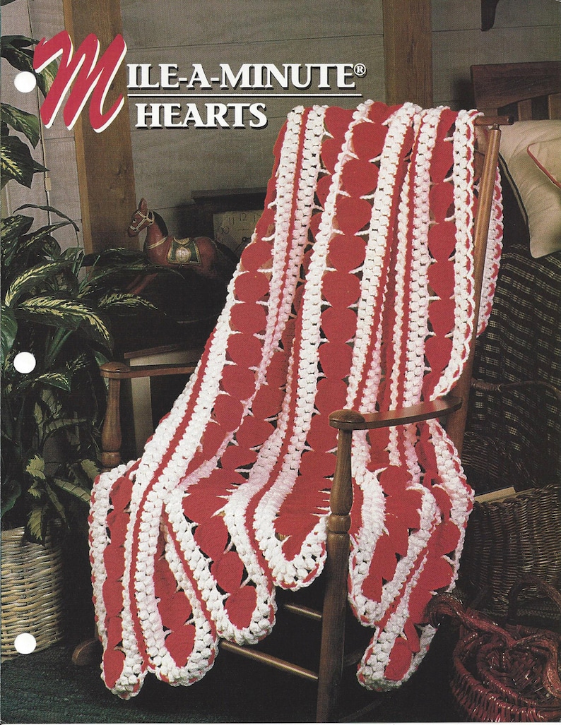 Crochet Afghan Pattern MileAMinute Hearts Annie's Etsy