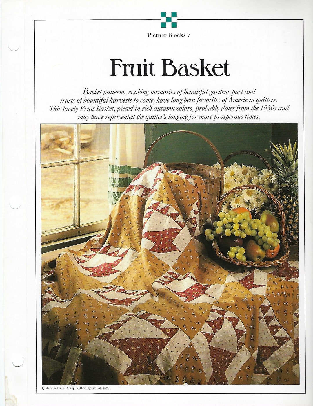 Fruit Basket Quilt Pattern Best Loved Quilts Vintage Quilt Etsy