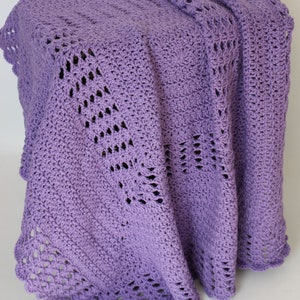 Granny Square Baby Afghan Blanket in Lilac - Ready to Ship
