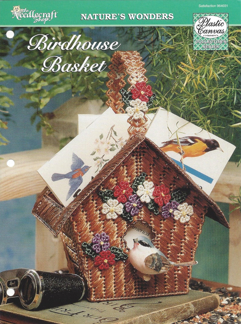 Floral Birdhouse Plastic Canvas Pattern Birdhouse Basket Vintage Birdhouse Card Holder Home Decor