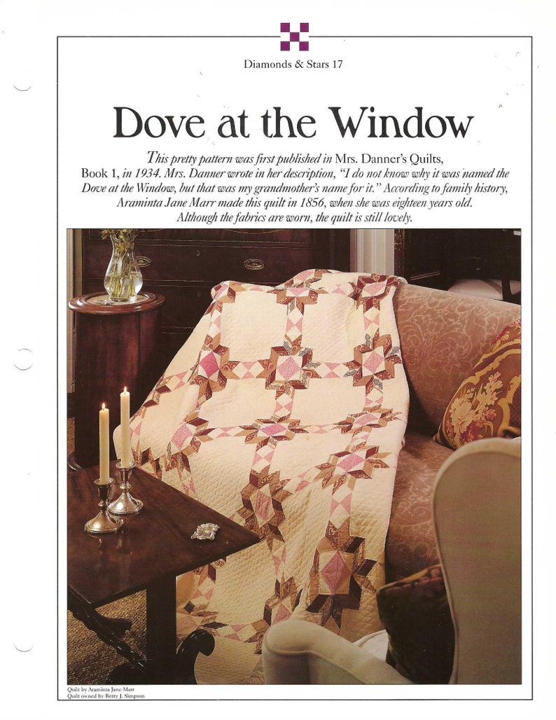 Dove at the Window Quilt Pattern Best Loved Quilts Quilt Etsy