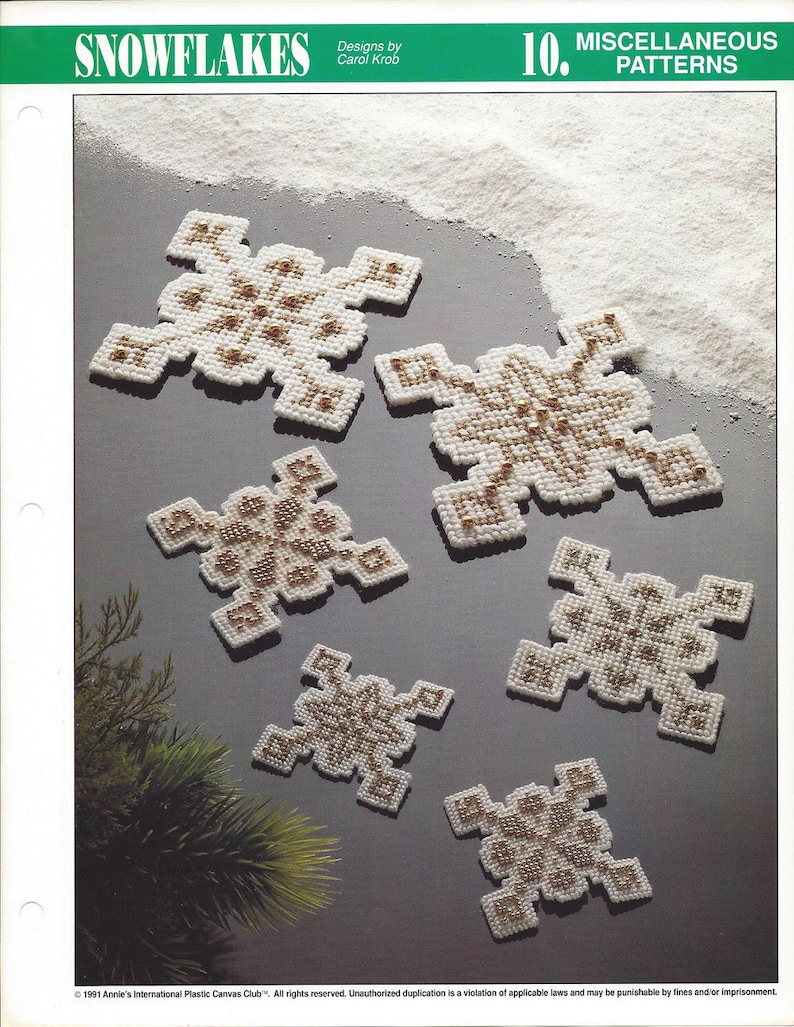 Snowflakes Plastic Canvas Pattern Christmas Holiday Decor Etsy