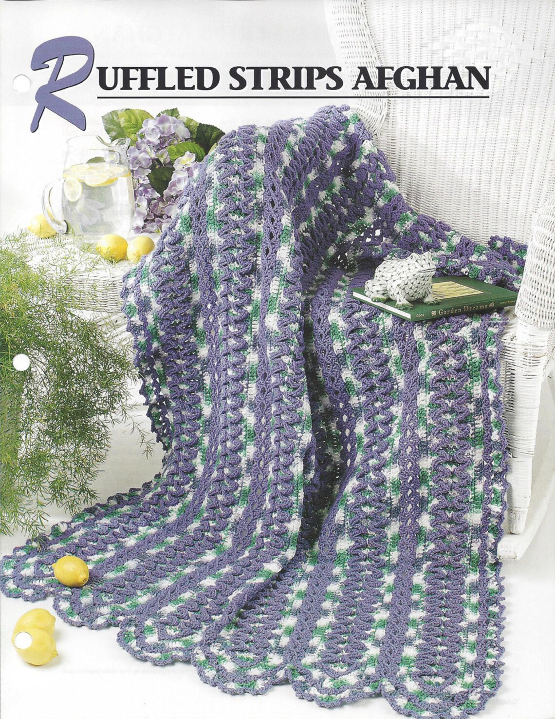 Ruffled Strips Afghan Crochet Pattern Sofa Throw Blanket Etsy