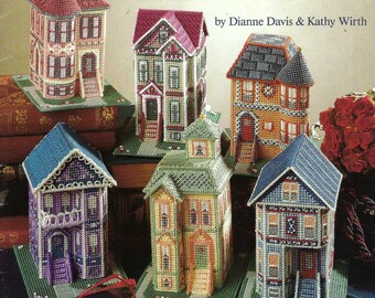 Painted Ladies Victorian Houses Plastic Canvas Pattern Book, American School of Needlework #3136