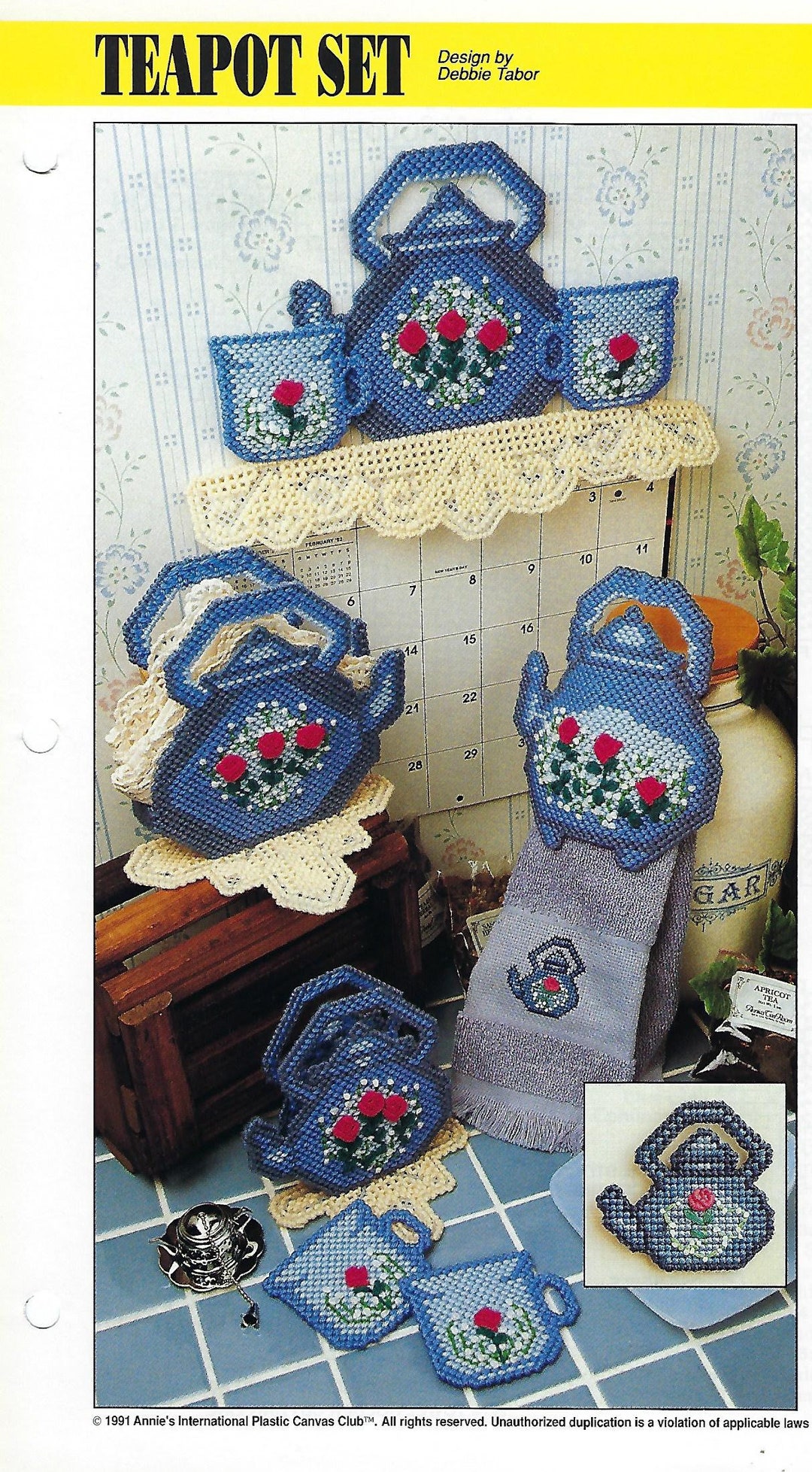 Teapot Set Plastic Canvas Pattern Coaster Set Calendar - Etsy