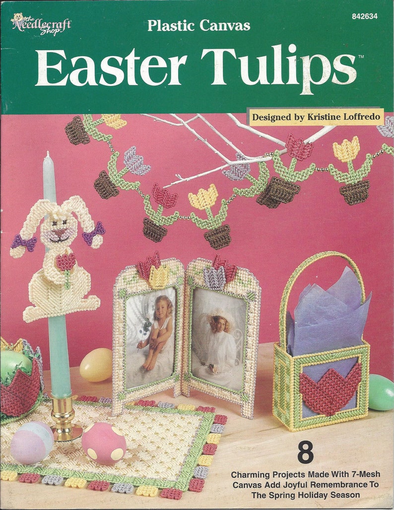 Table Mat Frame Mini Bag Garland Tissue Box Cover Plastic Canvas Pattern Easter Tulips Canndle Bunny Door Wall Hanging Bowl