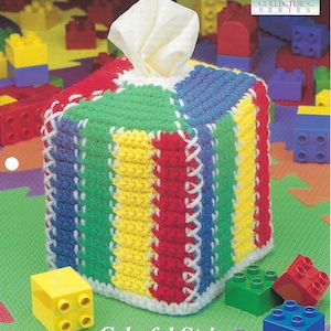 Colorful Stripes Tissue Box Cover Crochet Pattern/The Needlecraft Shop