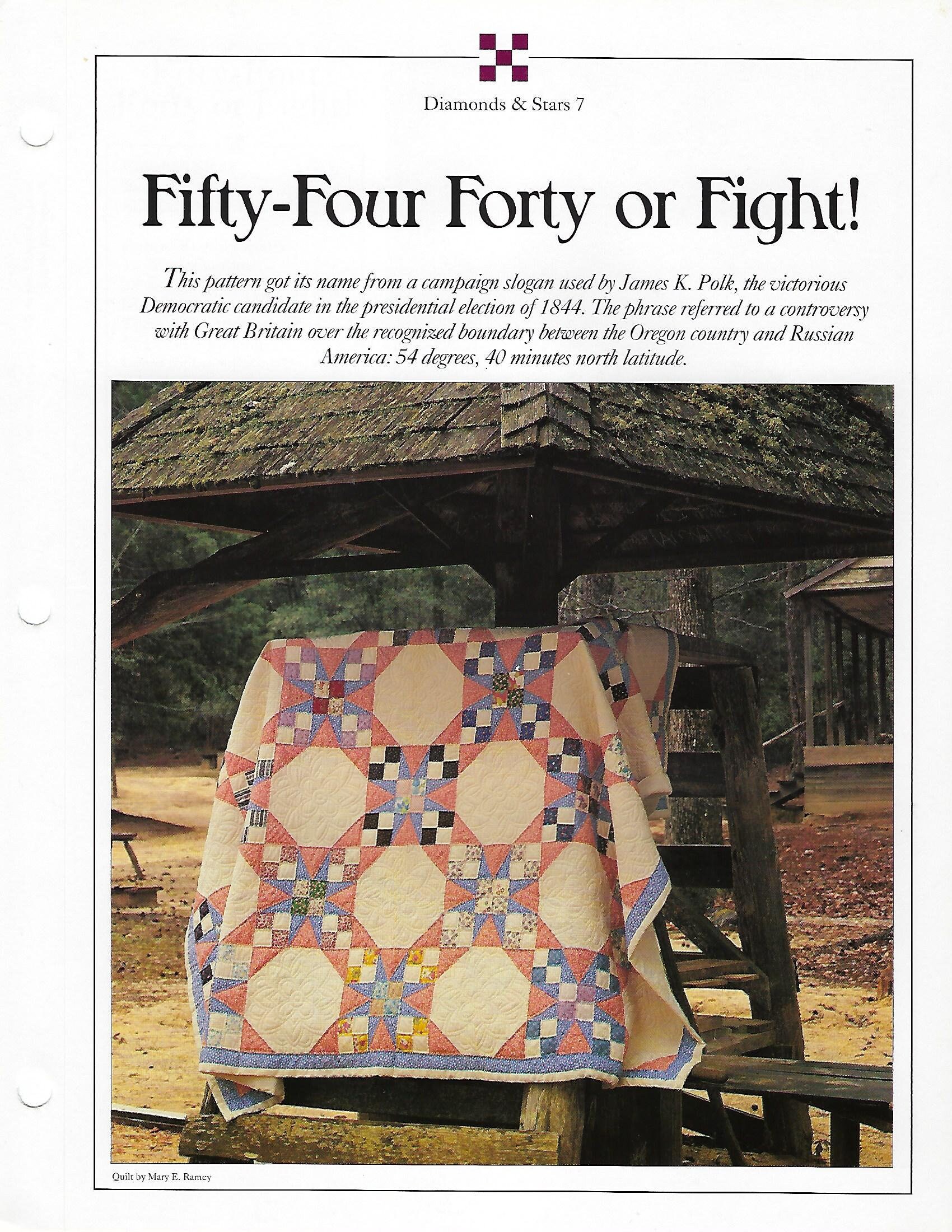 Fifty Four Forty Or Fight Quilt Sewing Pattern Home Decor Etsy