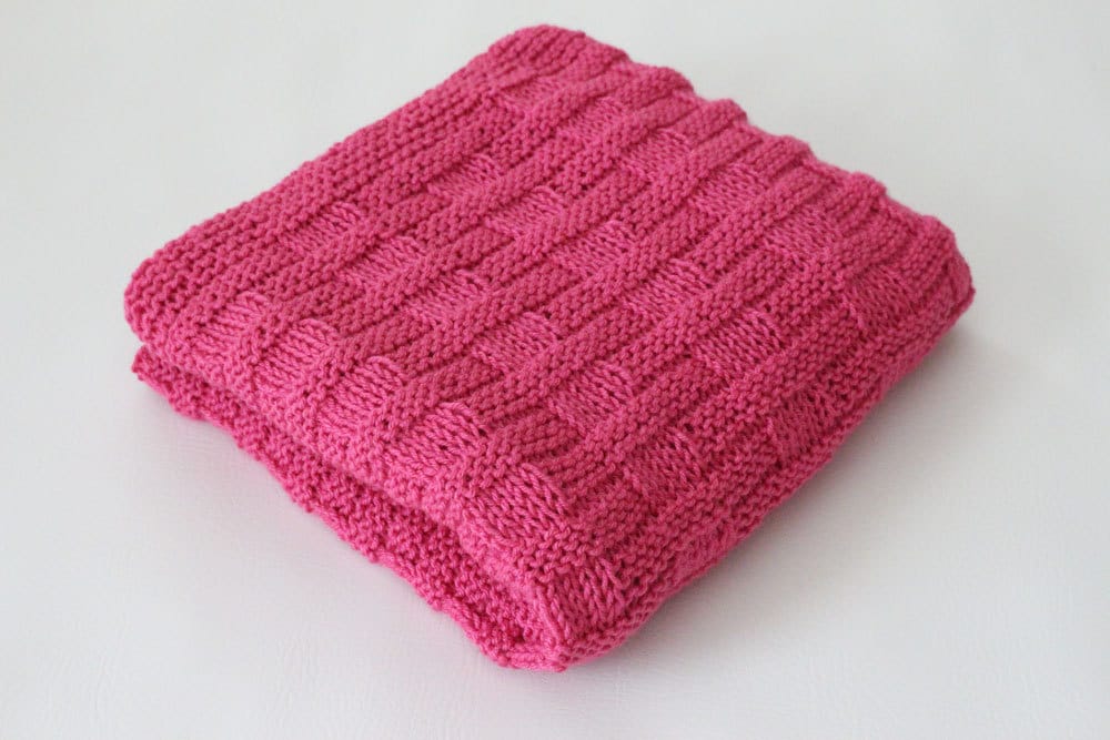Knit Baby Blanket Afghan Throw Hot Rose Pink Heirloom Baby | Etsy