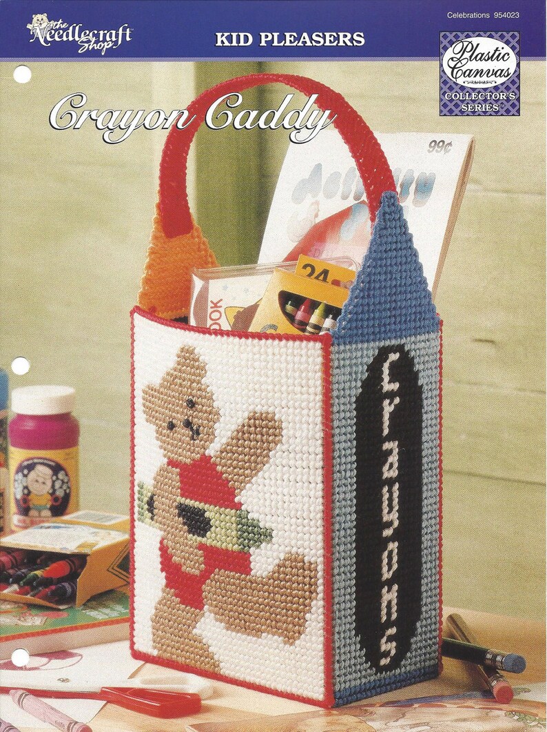 Plastic Canvas Pattern Crayon Caddy Tote Bag Baby Bag Bear | Etsy