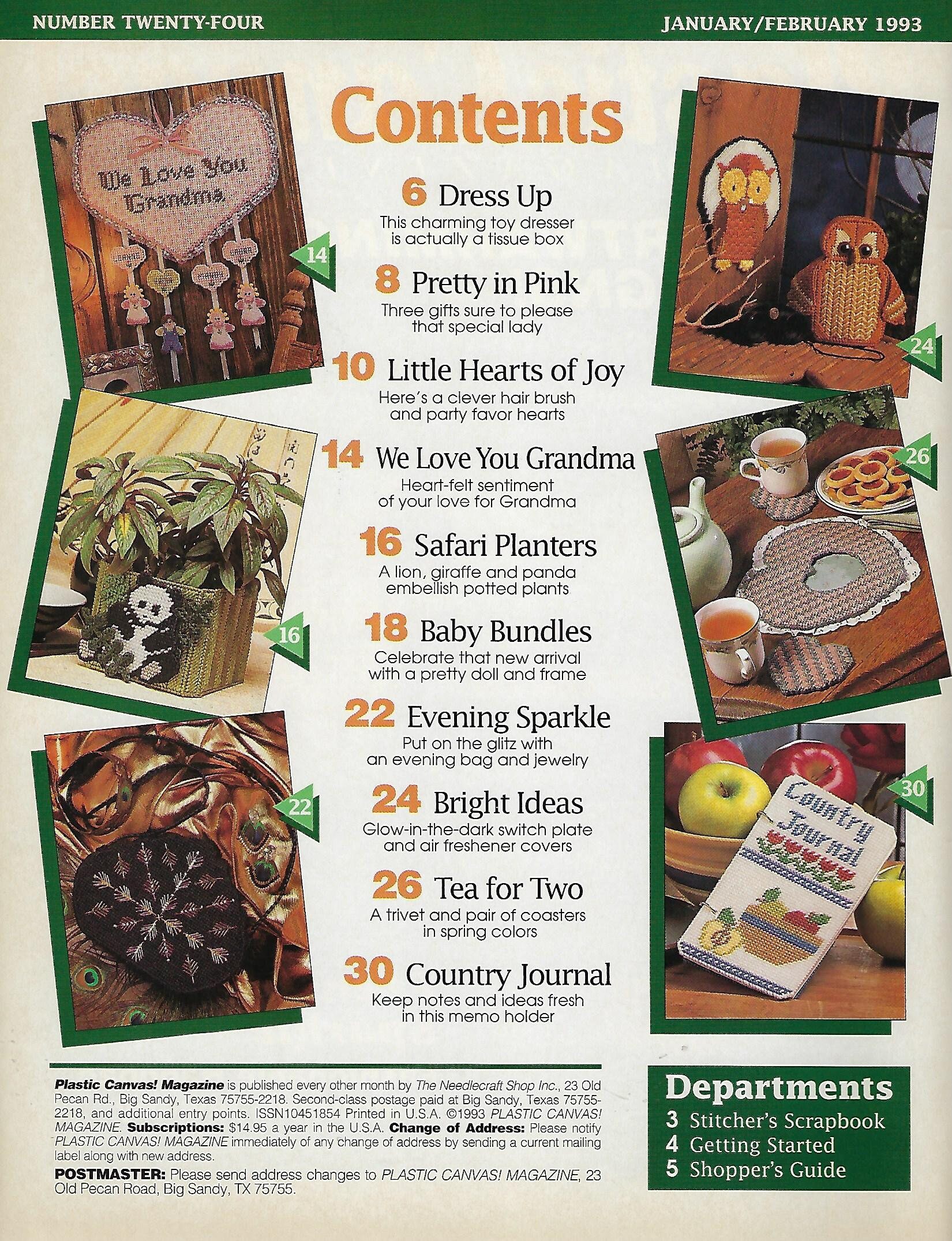 Plastic Canvas Magazine Pattern Book - January/february 1993 - Issue No ...