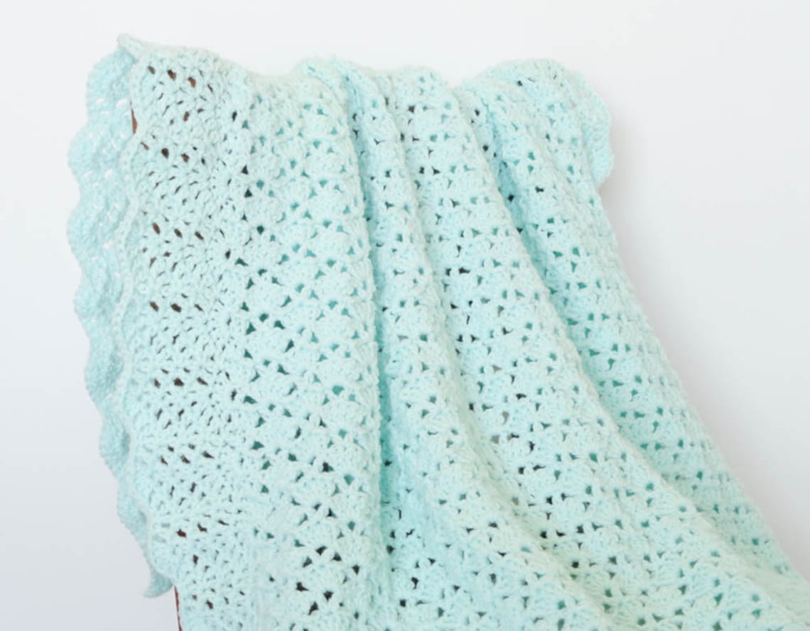 Mint Green Crocheted Baby Blanket Crib Bedding Afghan Baby Etsy