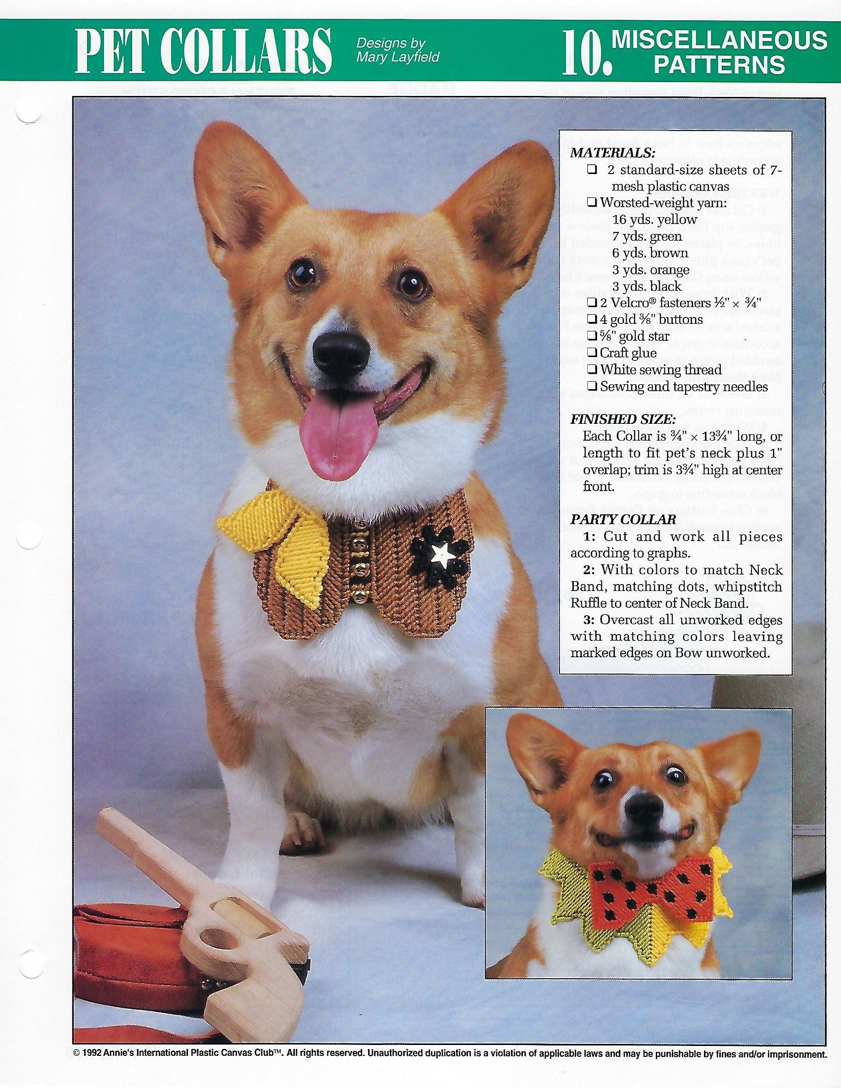 Pet Collars Plastic Canvas Pattern annie s International Pattern